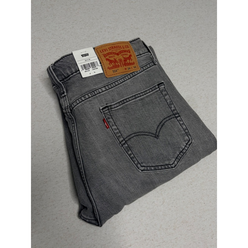 Levis 514 Straight Fit Mens Grey Stretch Jeans 34x34 00514-1660